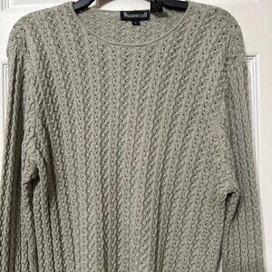 Vintage sage green 100% cotton blend cable knit sweater